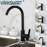 yanksmart matte black bathroom faucet single handle single hole deck mounted bathtub faucet hot and cold mixer water tap