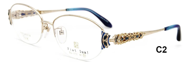 Gold Blue Алмазное видение Auth Janpanse "Fiat Lux", бренд, Роскошные с циркониевым титаном, женские очки для близорукости - Цвет оправы: Gold Blue
