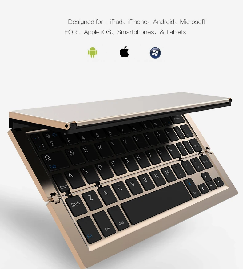Witsp@ d Универсальная металлическая складная Bluetooth клавиатура, портативная Bluetooth клавиатура для Android IOS Windows планшет/смартфон