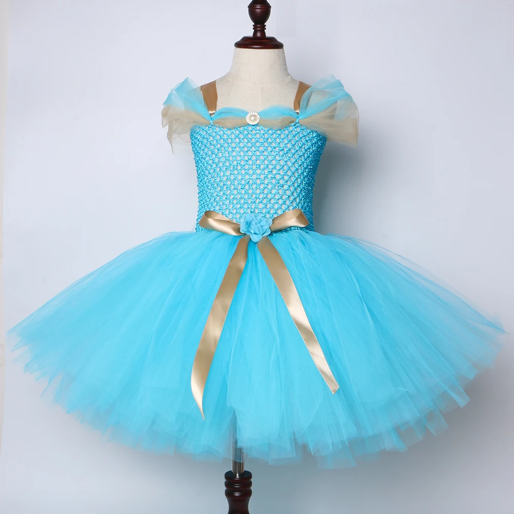 Jasmine Inspired Girls Tutu Dress Turquoise Blue Children Birthday Party for Kids Girl Halloween Aladdin Princess Costume | Детская