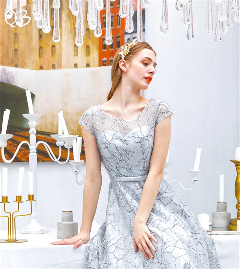 Женское винтажное вечернее платье серебристое ТРАПЕЦИЕВИДНОЕ ПЛАТЬЕ с
