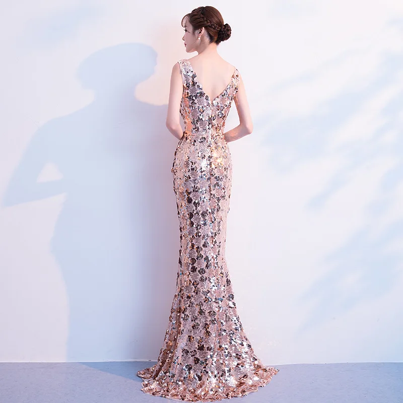 Сексуальное вечернее платье с двойным V-образным вырезом праздничное роскошное