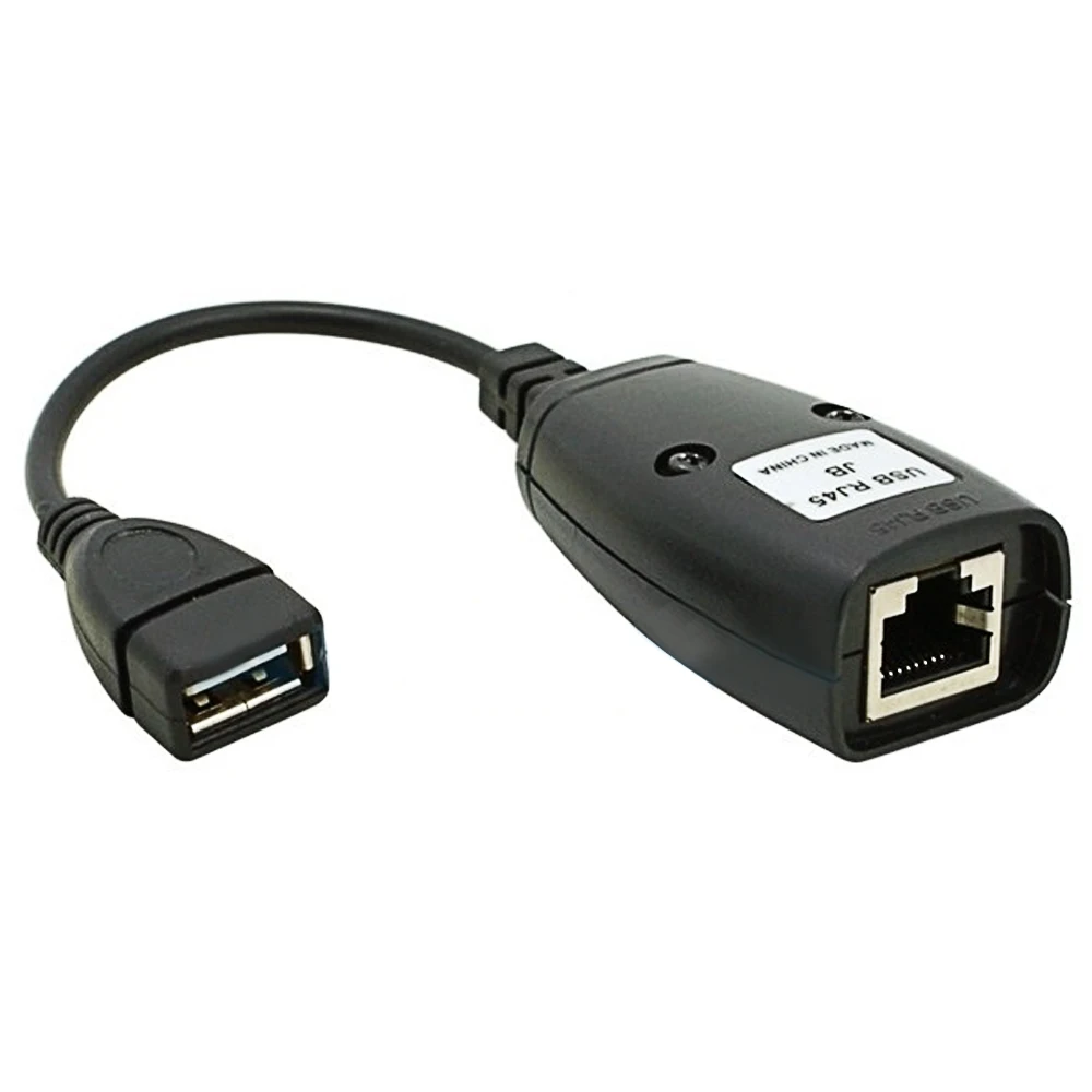 Elisona 2 шт. удлинитель кабеля USB к RJ45 RJ 45 LAN адаптера по Cat5 Cat6 патч корд черные Сетевые