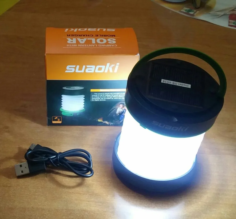 Suaoki 800 мАч солнечная панель и USB Перезаряжаемый фонарь складной светильник вспышка светильник фонарь Водонепроницаемый для кемпинга Пешие прогулки оранжевый