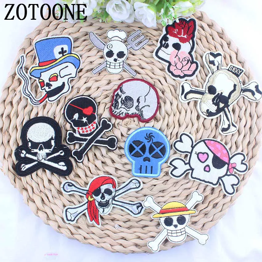 ZOTOONE 1 шт. крутой череп искусственная кожа дешевые вышитые нашивки для детей