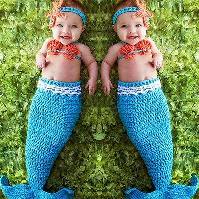 Новорожденный реквизит для фотосъемки Детский Костюм Русалочка младенец реквизит для фотосессии Вязание fotografia вязаная крючком Одежда для новорожденных аксессуары