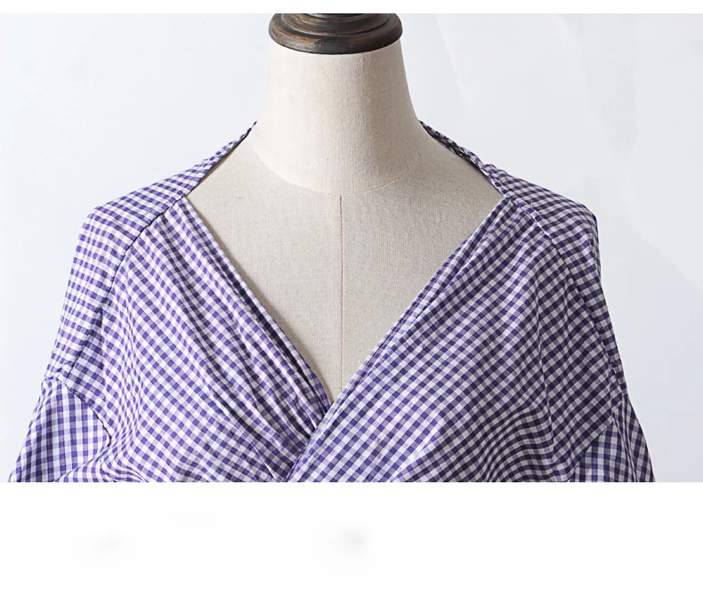 Women summer irregular blouse solid plaid slim v-neck half lantern sleeve fashion streetwear elegant C824 |