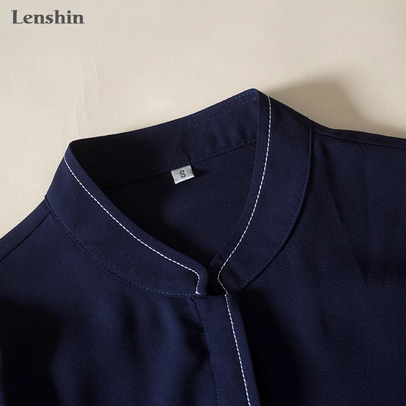 Женская шифоновая рубашка Lenshin бежевая дышащая мягкая драпированная блузка