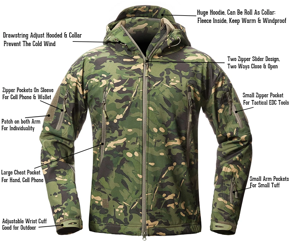 ReFire Gear Акула кожа мягкая оболочка Тактическая Военная куртка мужская водонепроницаемая флисовая куртка армейская одежда камуфляжная ветровка куртка