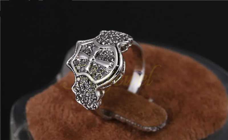 Крутое черное мужское кольцо с крестом Стразы Ajojewel винтажные женские ювелирные