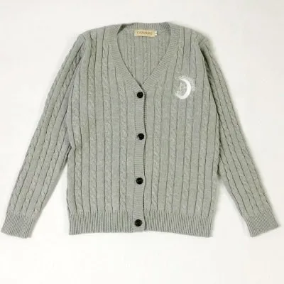 light gray Осенний Однотонный женский кардиган с вышитым котом Сейлор Мун, Свободный Повседневный вязаный школьный свитер с длинным рукавом с японским аниме - Цвет: light gray