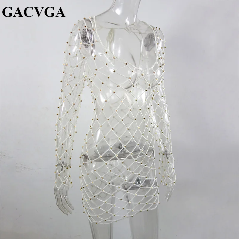 GACVGA, летняя сексуальная пляжная блуза с бретельками на шее, Цветочная блуза с бусинами, ручная работа, вязанная крючком, бикини, блуза, открытые Женские топы и блузки