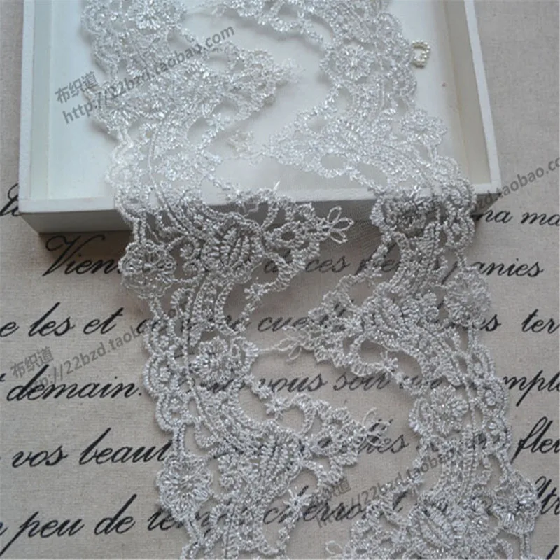 Delicate 6Yards Wedding Dress Cording Lace Applique Silver Thread Embroidery Accessories Trim LG0007 | Дом и сад