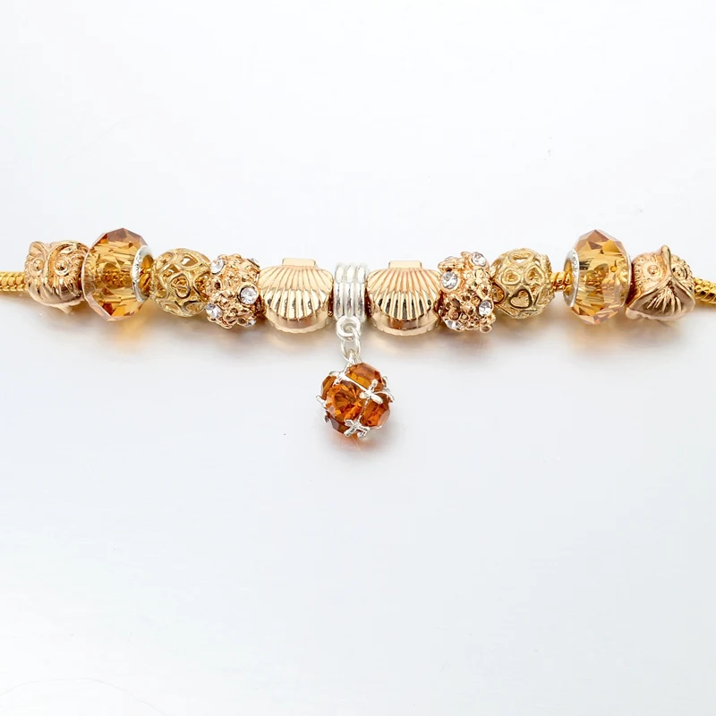 Женский браслет с желтыми бусинами Szelam золотыми Sbr150332|gold charm bracelet|charm braceletbracelet fashion