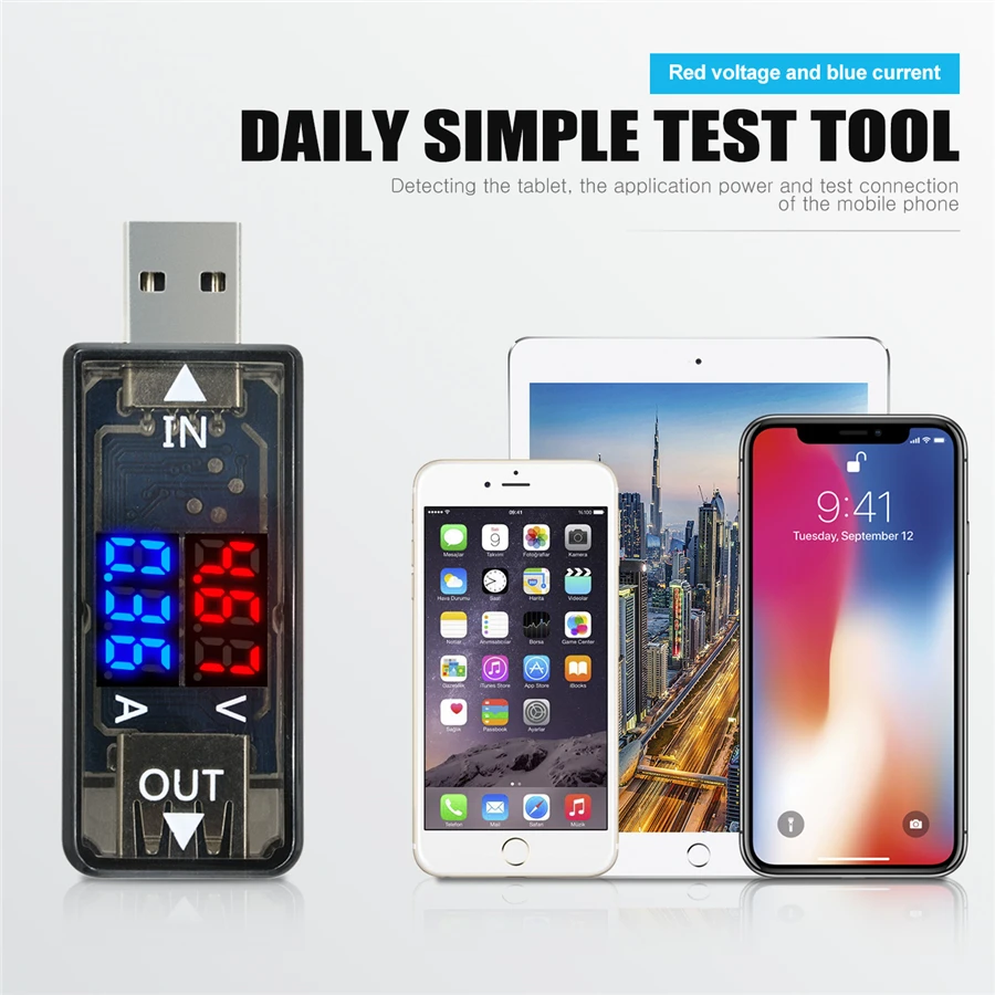 Мини USB детектор измеритель напряжения тока двойной светодиодный дисплей