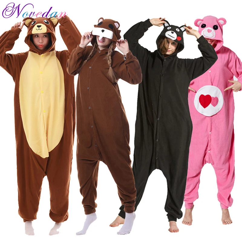 Аниме кигуруми костюм Kumamon животных Медведь Onesie пижамы для взрослых мужчин женщин Косплей мягкий теплый зимний комбинезон одежда для сна