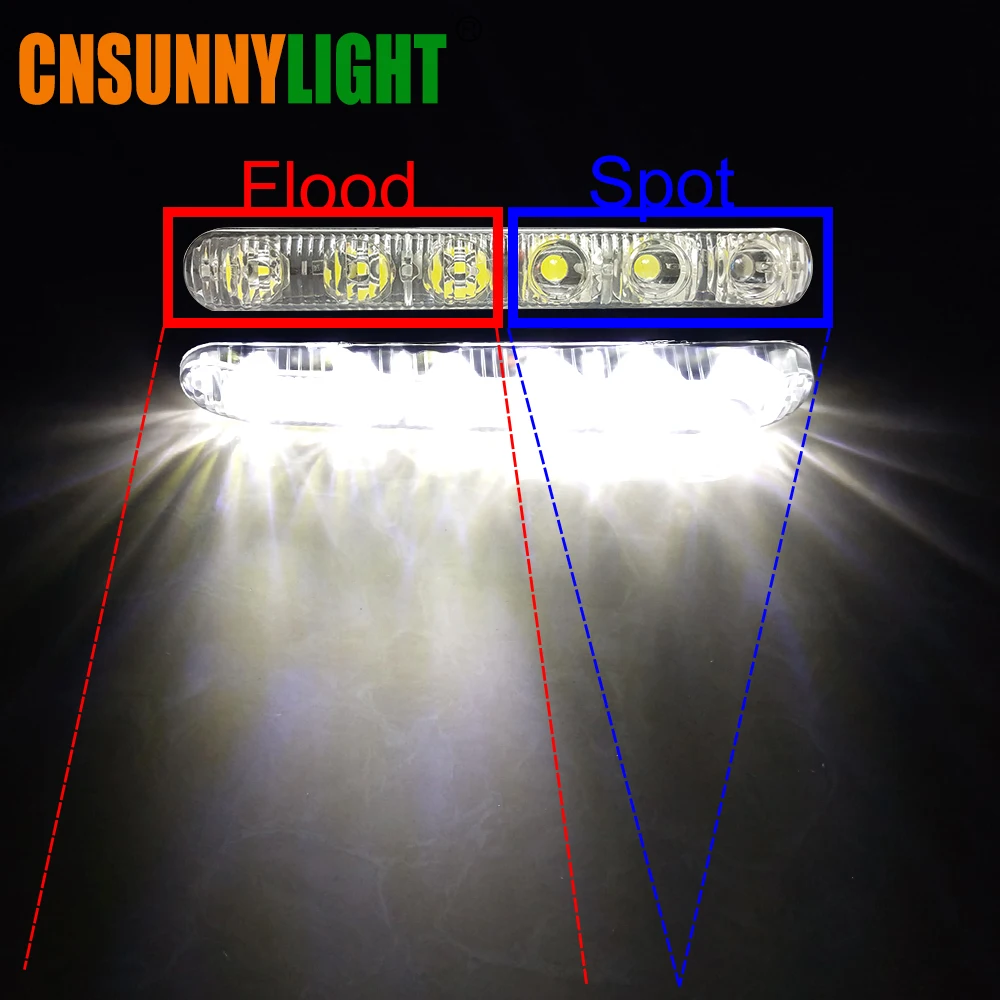 CNSUNNY светильник светодиодный DRL Комплект дневной ходовой светильник водонепроницаемый 6 светодиодный s Универсальный Автомобильный рабочий светильник для вождения внешняя противотуманная фара 6000K 12V
