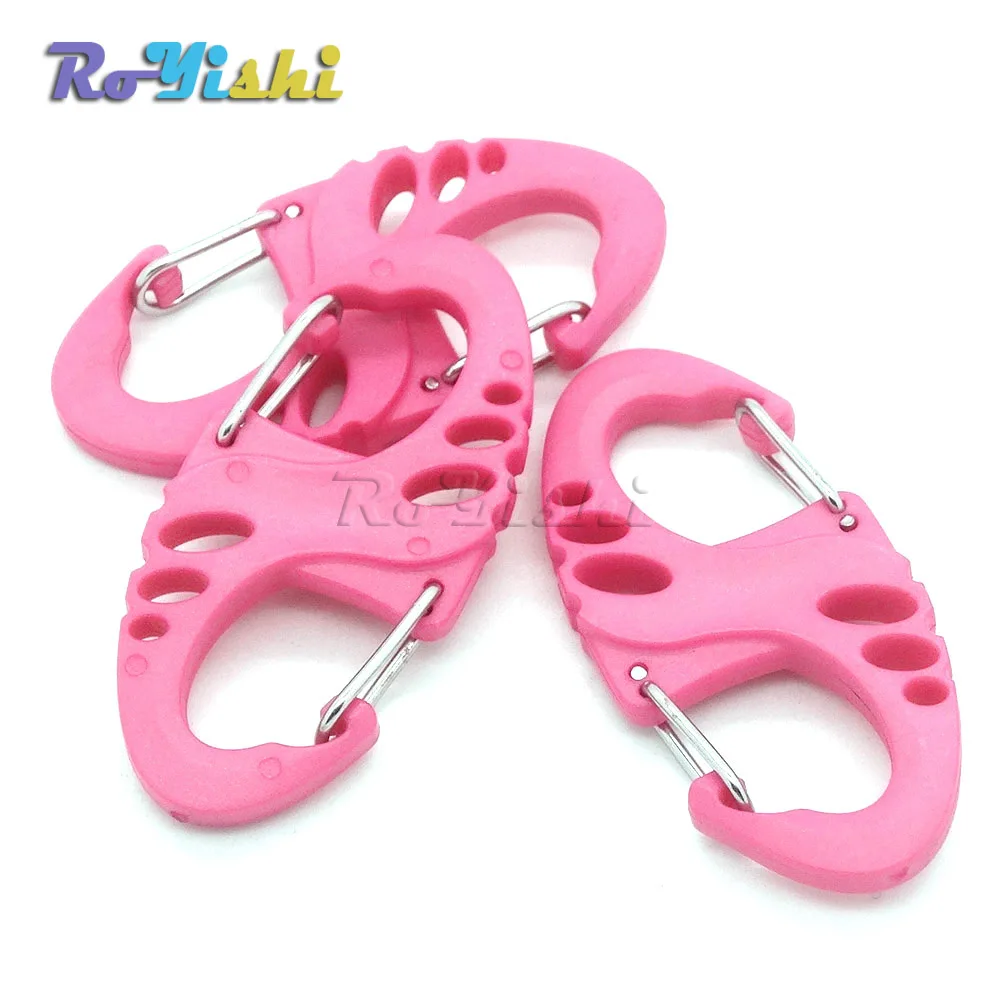 Зажим-карабин из разноцветного пластика S-образный для Паракорда браслет/брелок