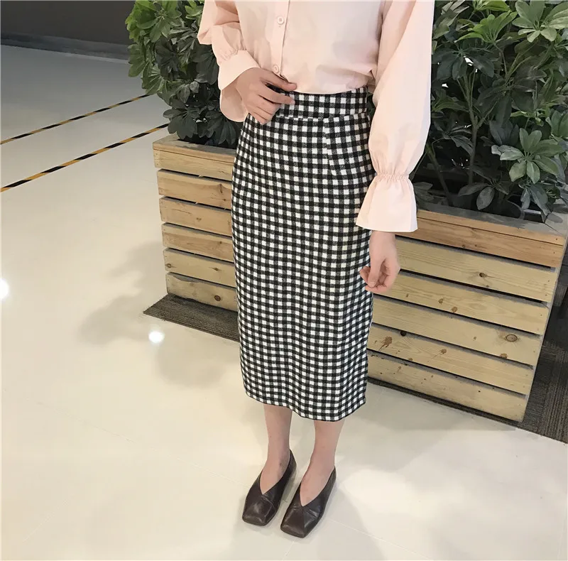 Lychee для девочек винтажная Женская клетчатая юбка с разрезом японский стиль весна