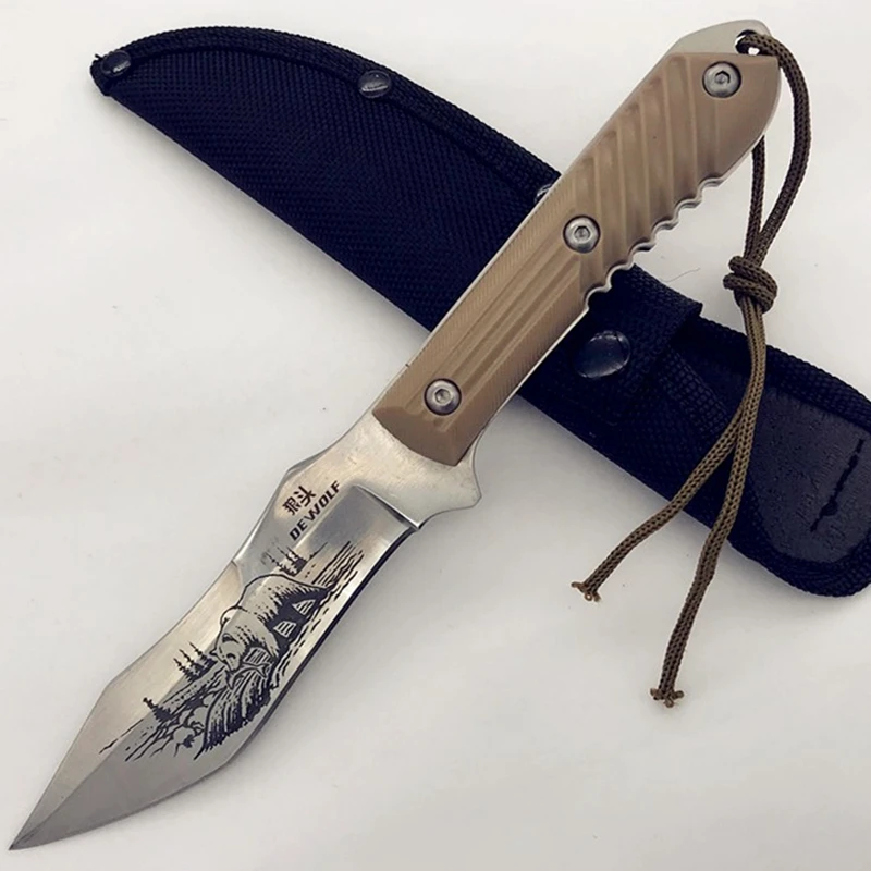 9 &quot440C Нержавеющая сталь Фиксированным Лезвием Охотничьи ножи G10 ручка Открытый