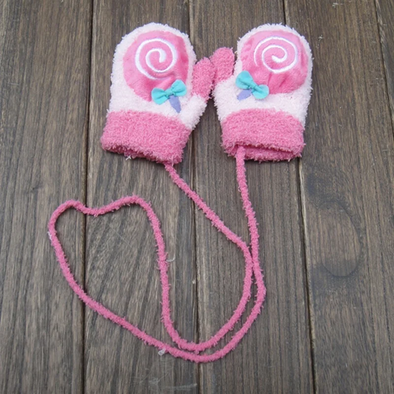 1Pair Hot Sale Cute Cartoon Thicken Warm Fleece Infant Baby Boys Girls Winter Gloves Newborn Mittens for 0-12 Month | Детская одежда и