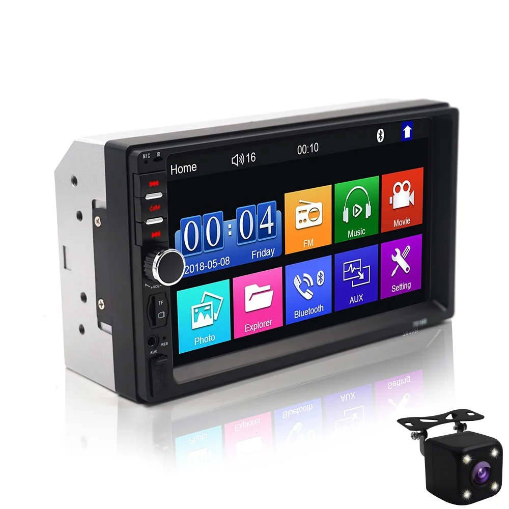with camera Carsanbo Universal 2 din Car Multimedia Player Autoradio 2din Stereo 7" Touch Screen Music Video MP5 Player Auto Radio Bluetooth - Цвет: with camera