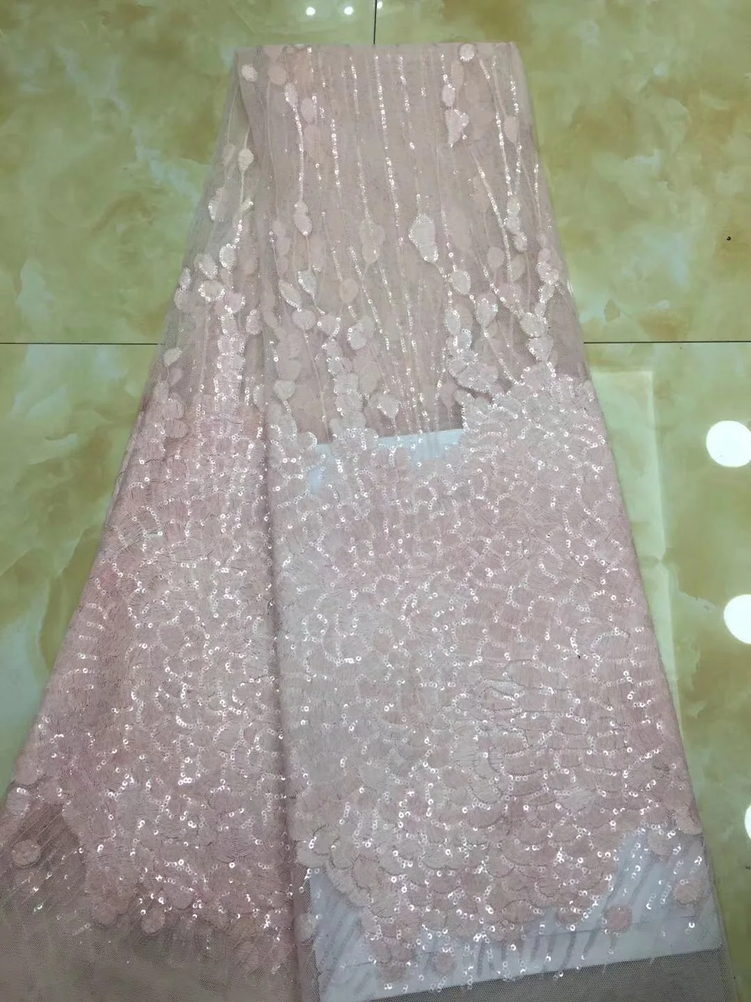 Sequins Embroidered African Guipure French lace fabric for wedding High quality mesh tulle nigerian D252 | Дом и сад