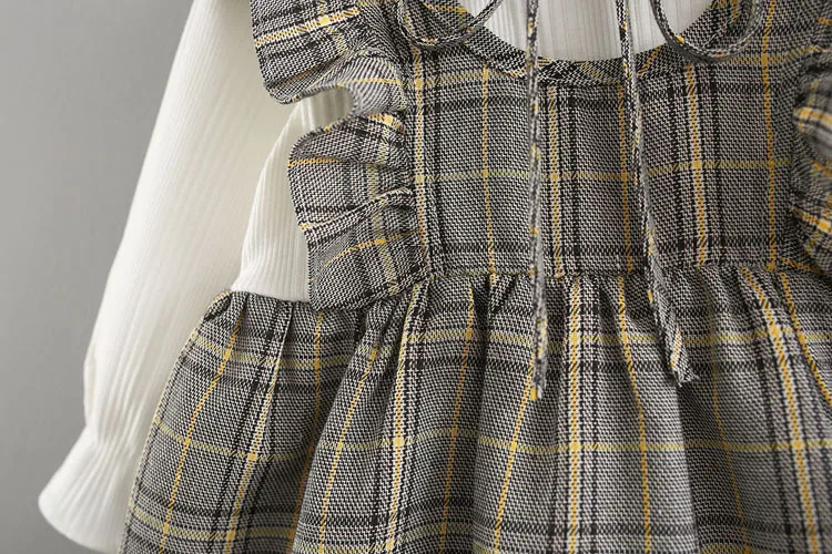 Новое милое платье для маленьких девочек vestido infantil платье в духе колледжа для девочек осеннее длинное платье из двух предметов с длинными рукавами для детей от 0 до 3 лет