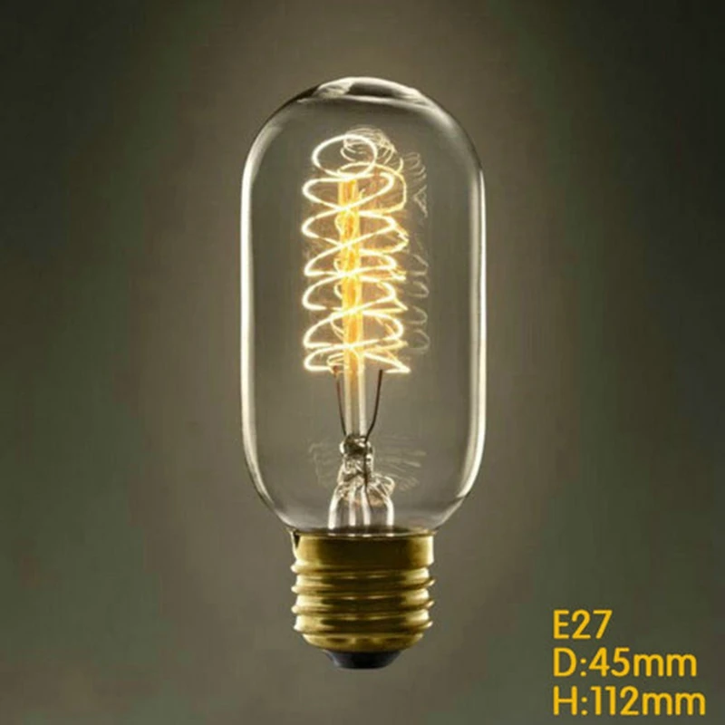 T45 винтажные edison лампы накаливания 220 В-240 В 40 Вт E27 Античная Эдисон лампа