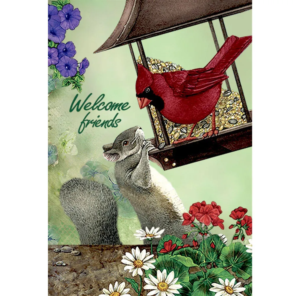 Добро пожаловать Cardinal Bird &amp belrel сад флаг банка с завинчивающейся крышкой 12 5x18