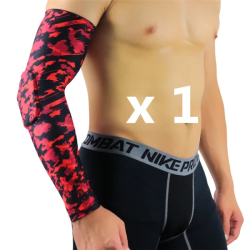 1 piece Red Компрессионные сотовые налокотники для мужчин, защита рук, для баскетбола, волейбола, поддержка локтя, защита рук, теплые Рукава, для спорта, фитнеса, тренажерного зала - Цвет: 1 piece Red