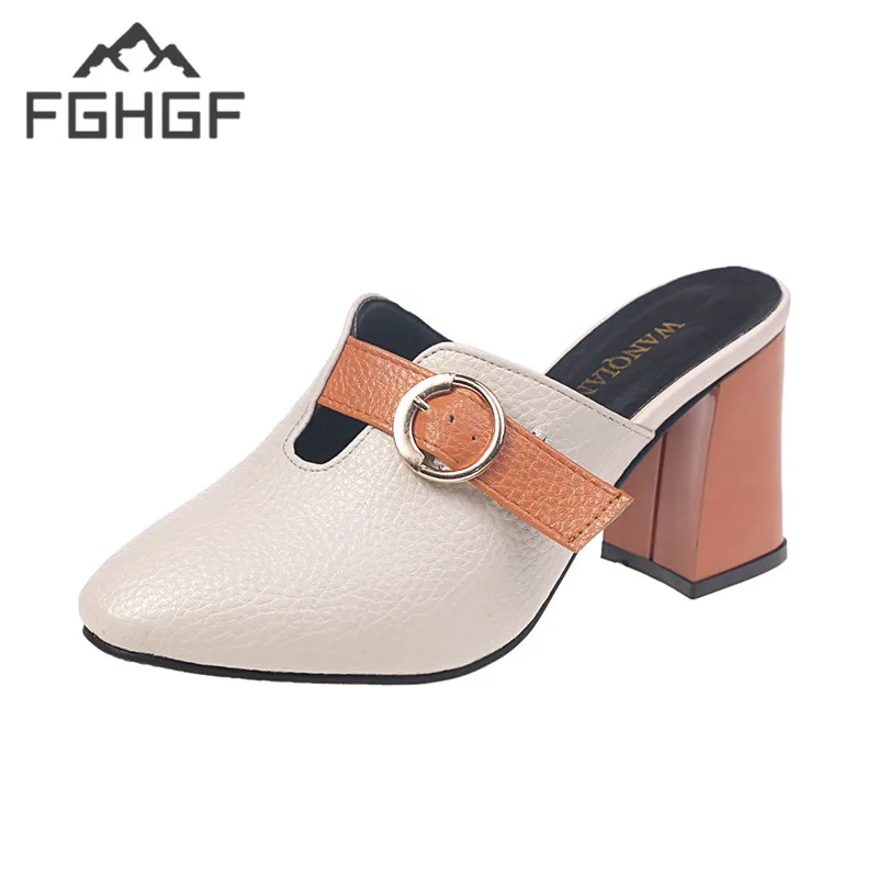 Женские туфли без задника FGHGF разноцветные из искусственной кожи с острым носком