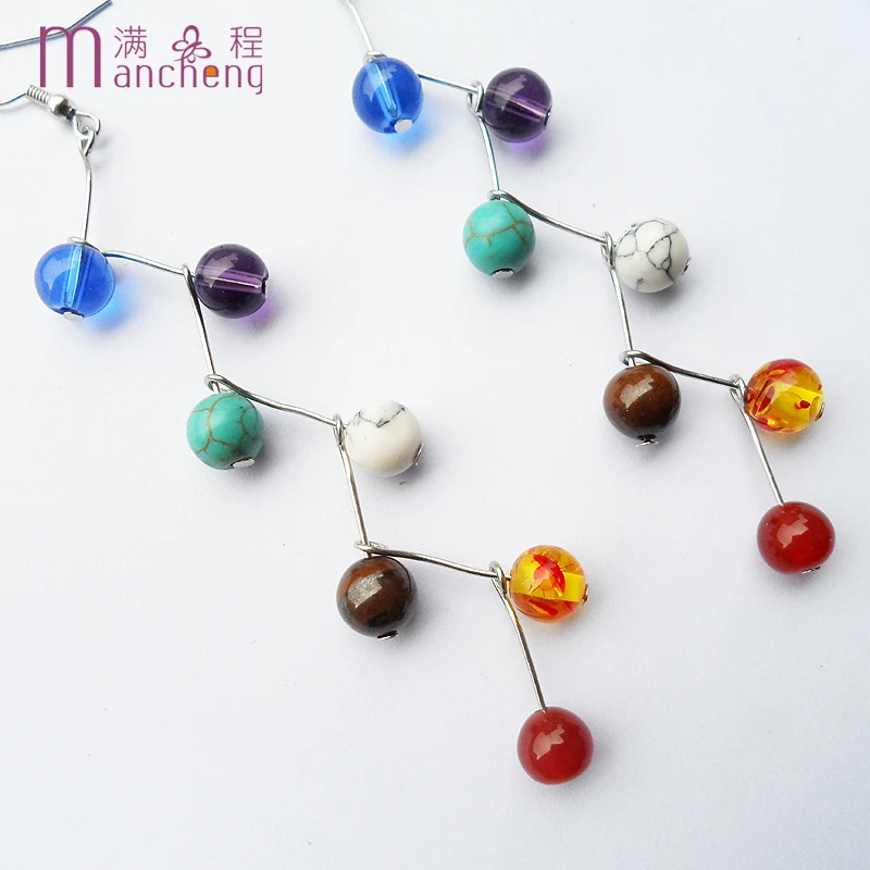 Модные серьги-кольца Hyperbole с серебряным покрытием 7 радужных драгоценных колец