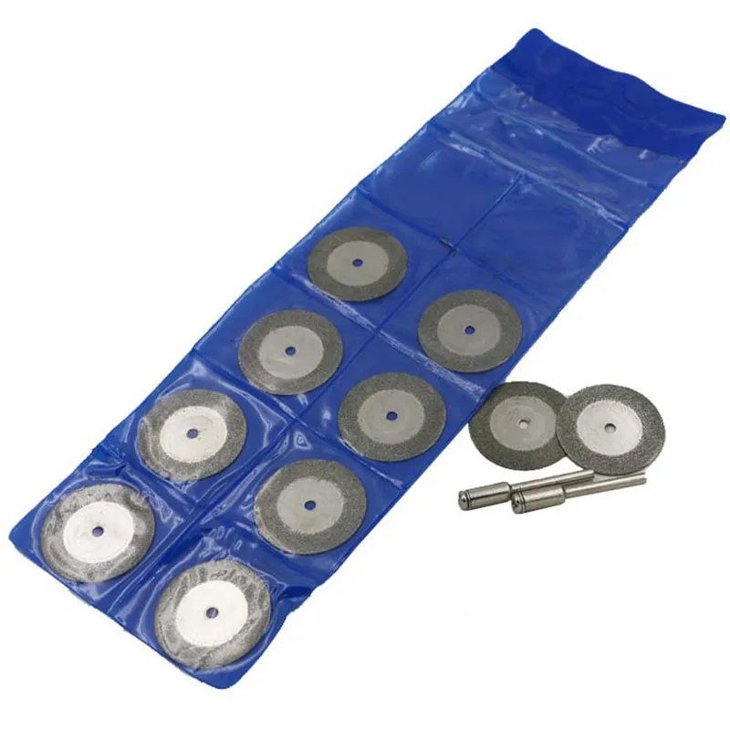 

10Pcs/Set 30mm Diamond Coated Rotary Fine Cutting Grinding Blade Wheels Disc Kit Cutting Glass Marble Granite Drill Power Tool