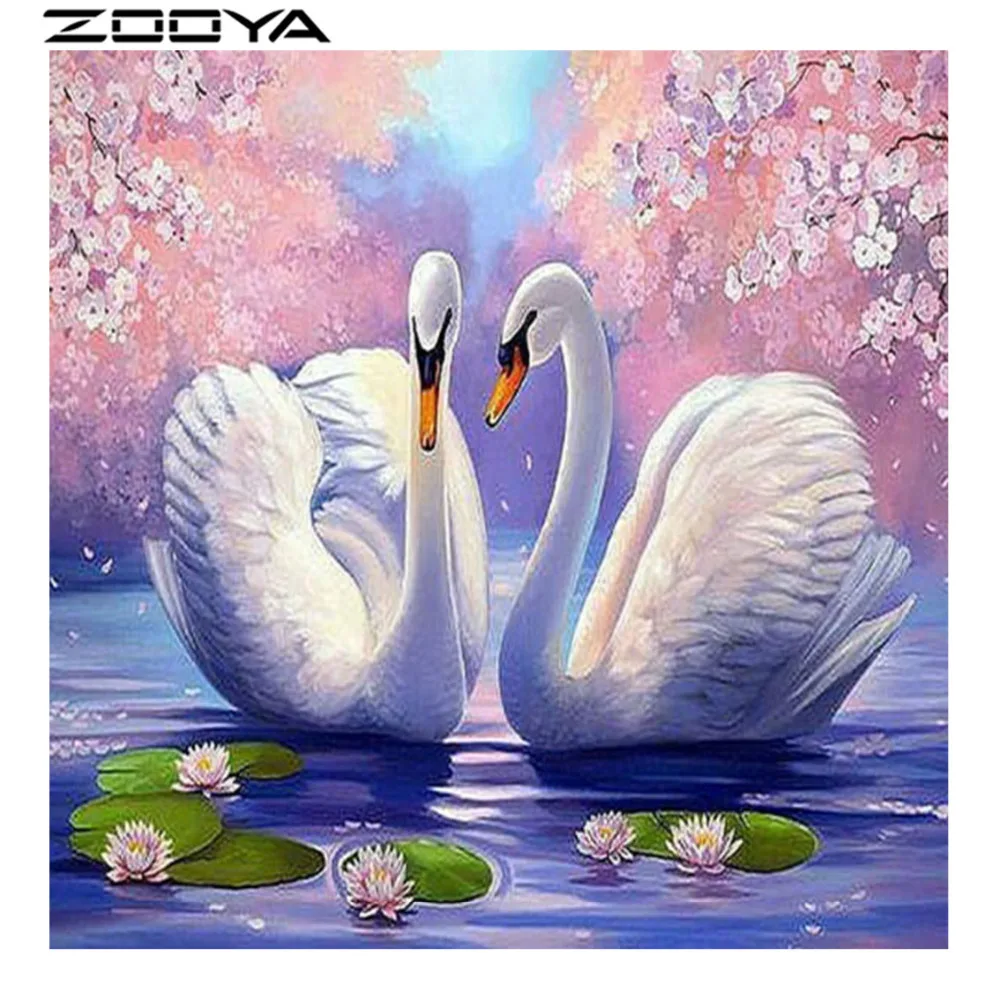 ZOOYA Diamond Embroidery 3d DIY Painting Mosaic Picture Animal White Swan Cross Stitch Gifts RF1180 | Дом и сад