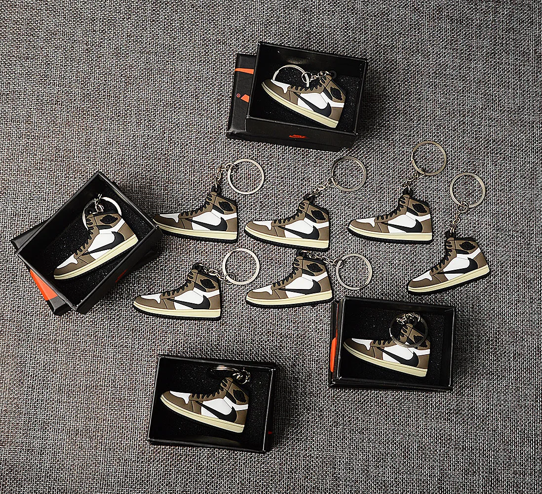 Индивидуальный DIY Jordan Air Jordan 1 2D резиновая модель кроссовок Брелок сумка коробка кулон пара Кукла аксессуар