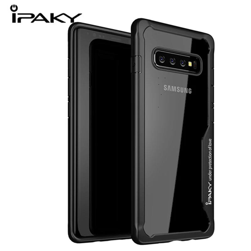 

IPAKY Original Shockproof Phone Case For Samsung Galaxy S10 Plus Luxury Transparent Silicon TPU Cover Case For Samsung S10E Case