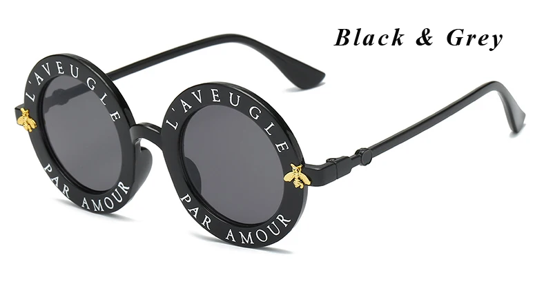 Black Grey L'aveugle Par Amour Круглые Солнцезащитные очки для женщин, отличительные модные солнцезащитные очки для мужчин, уникальные брендовые дизайнерские ретро солнцезащитные очки uv400 - Цвет линз: Black Grey