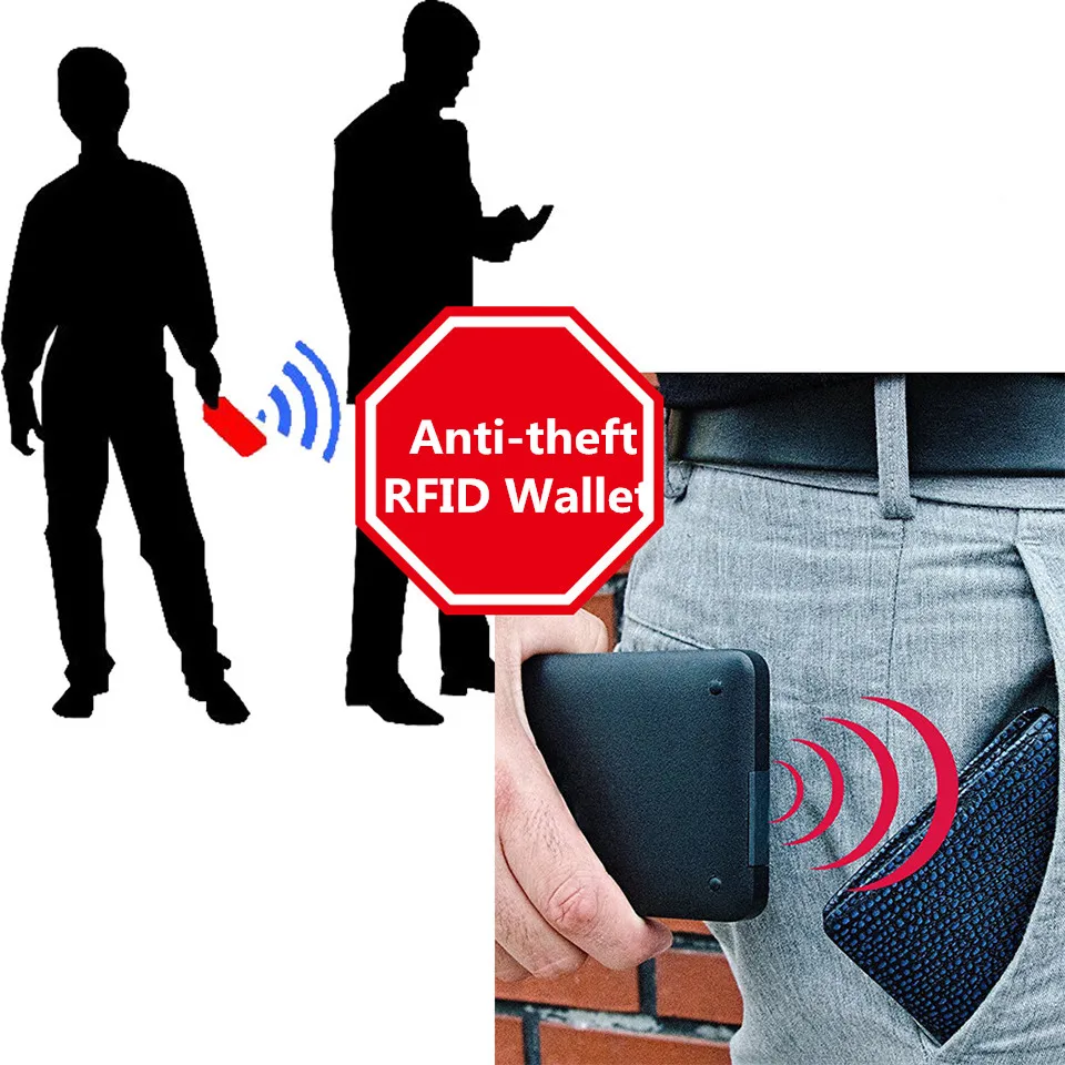 EISIPURI для мужчин предотвращает утечку информации RFID из натуральной кожи мини-кошелек безопасный многофункциональный алюминиевый автоматический всплывающая карта