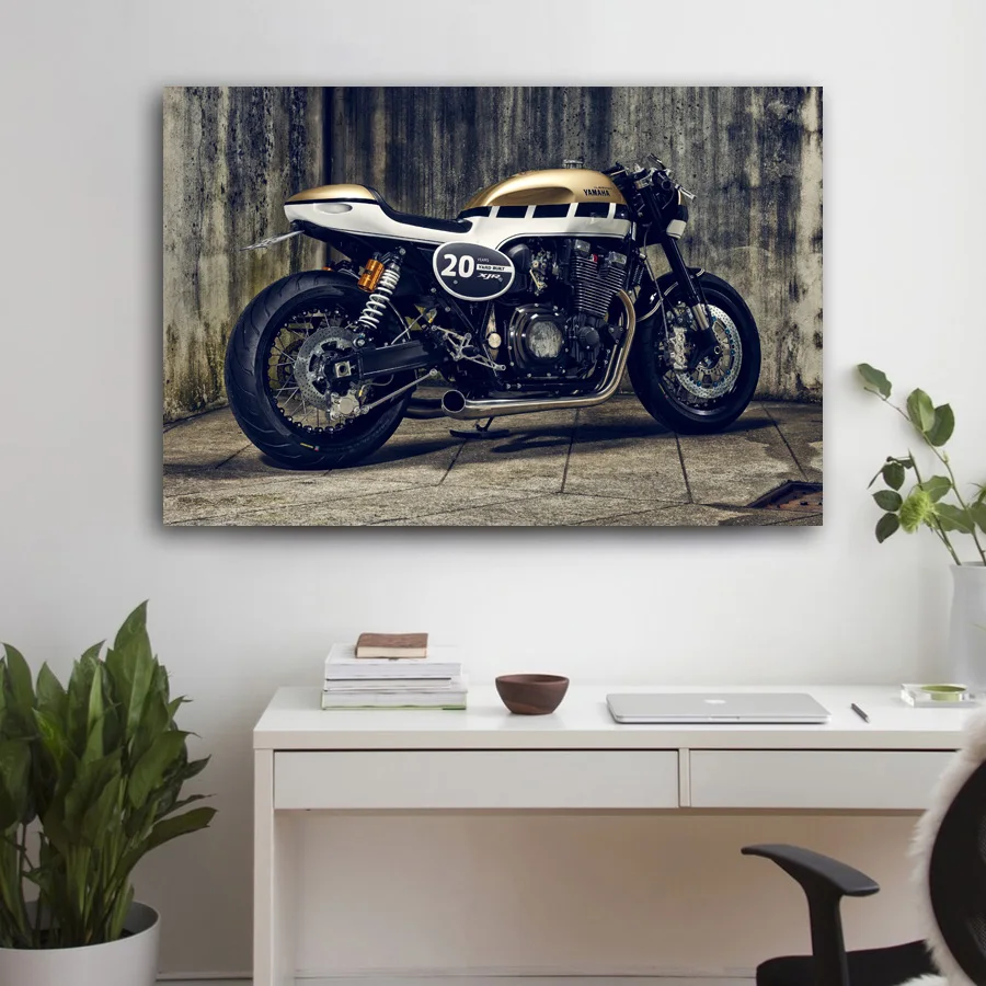 Мотоцикл Yammaha XJR1300 кафе рейсер Superbike рисунок Печатный настенный художественный