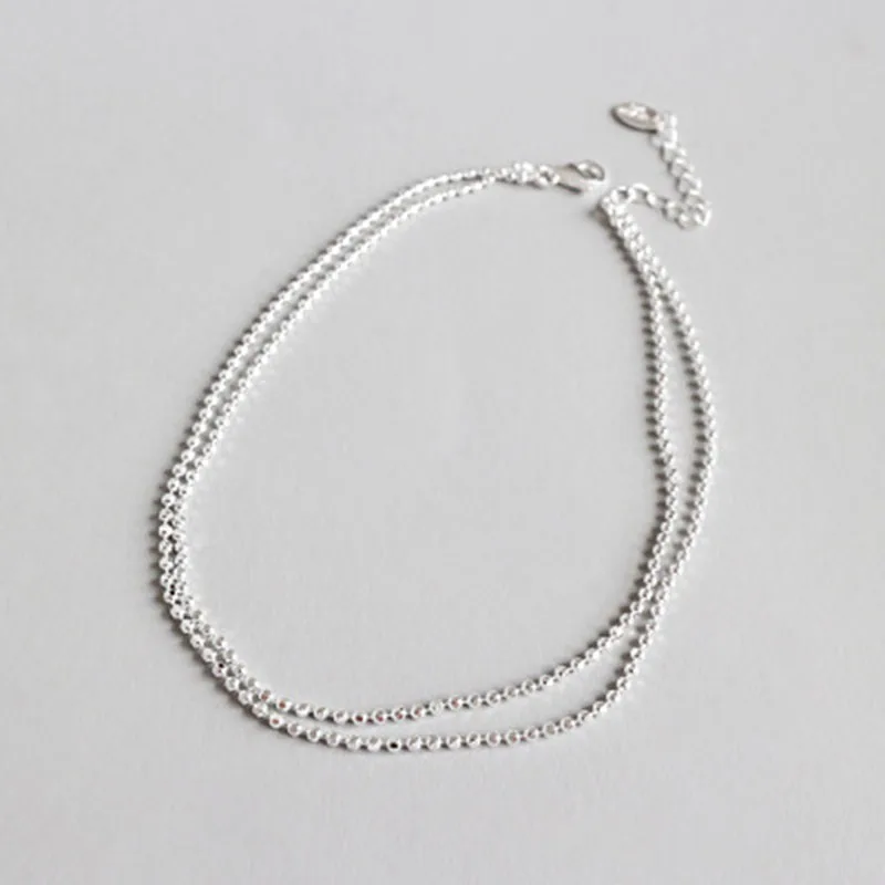 BESTLYBUY 100% Real 925 Sterling Silver Bouble Beads Chain Anklet for Women Girls Leg bracelet cheville enkelbandje halhal | Украшения и