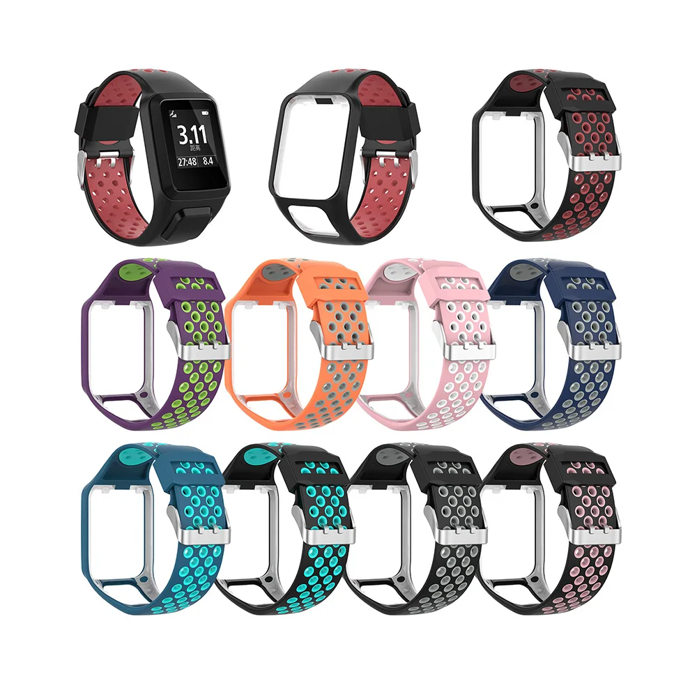 Замена мягкий силиконовый ремешок двойной цвет BraceletFor TomTom 2/3 музыкальные часы на