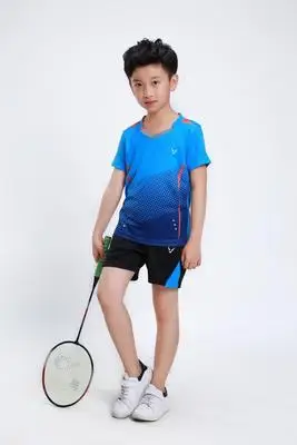 H Теннисная одежда для детей, детские рубашки для бадминтона, теннисные костюмы, одежда для настольного тенниса, комплект для пинг-понга, Детская рубашка и шорты для настольного тенниса - Цвет: H