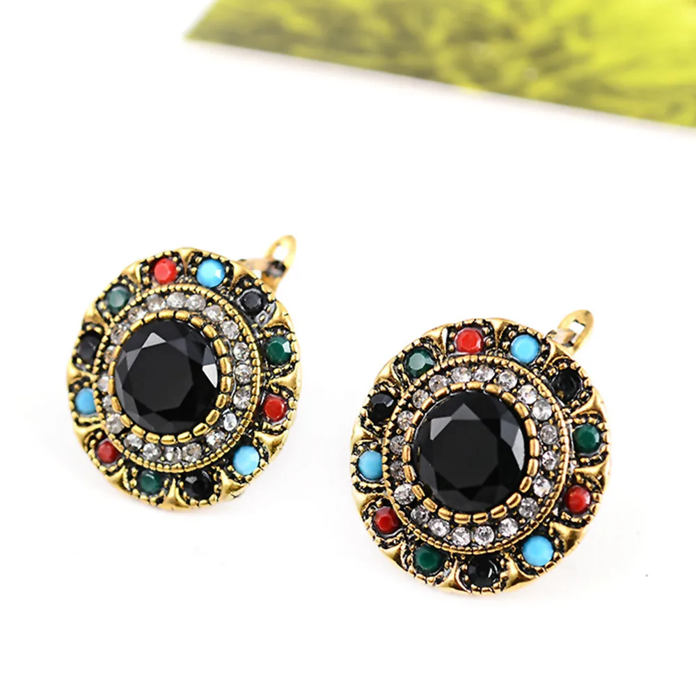 Винтажные разноцветные очаровательные серьги-гвоздики из смолы в этническом