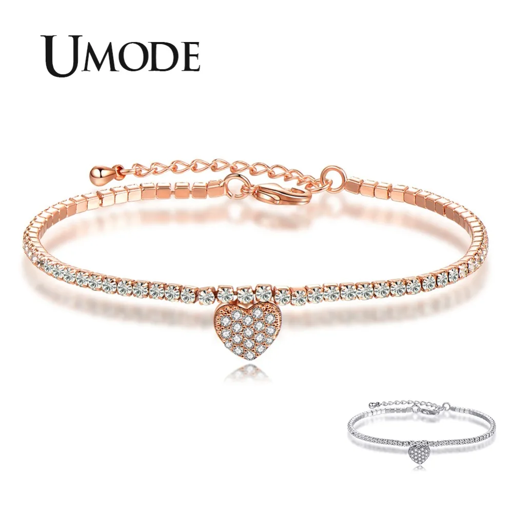 Женский теннисный браслет UMODE с кубическим цирконием и сердцем ювелирное изделие