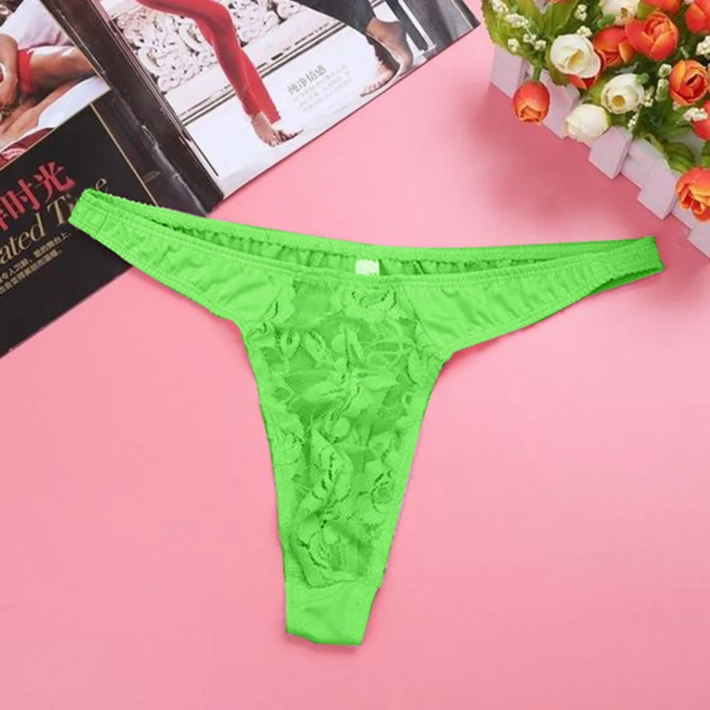 GN Стринги и стринги, сетчатые сексуальные полупрозрачные стринги для мужчин, с низкой посадкой, кружевные, с цветочным рисунком, с мешочком, трусы с низкой талией, мужское нижнее белье F530 - Цвет: GN