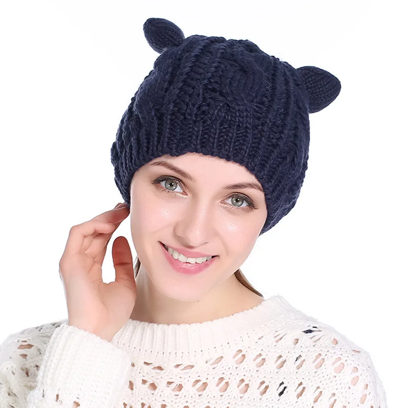 DANKEYISI 2018 весенние женские облегающие шапки с кошачьими ушками зимние вязаные