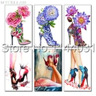 Алмазная живопись 5D сделай сам, вышивка с цветами и высокими каблуками, мозаика, вышивка крестиком, красивые ножки, декоративный подарок, полная Алмазная вышивка