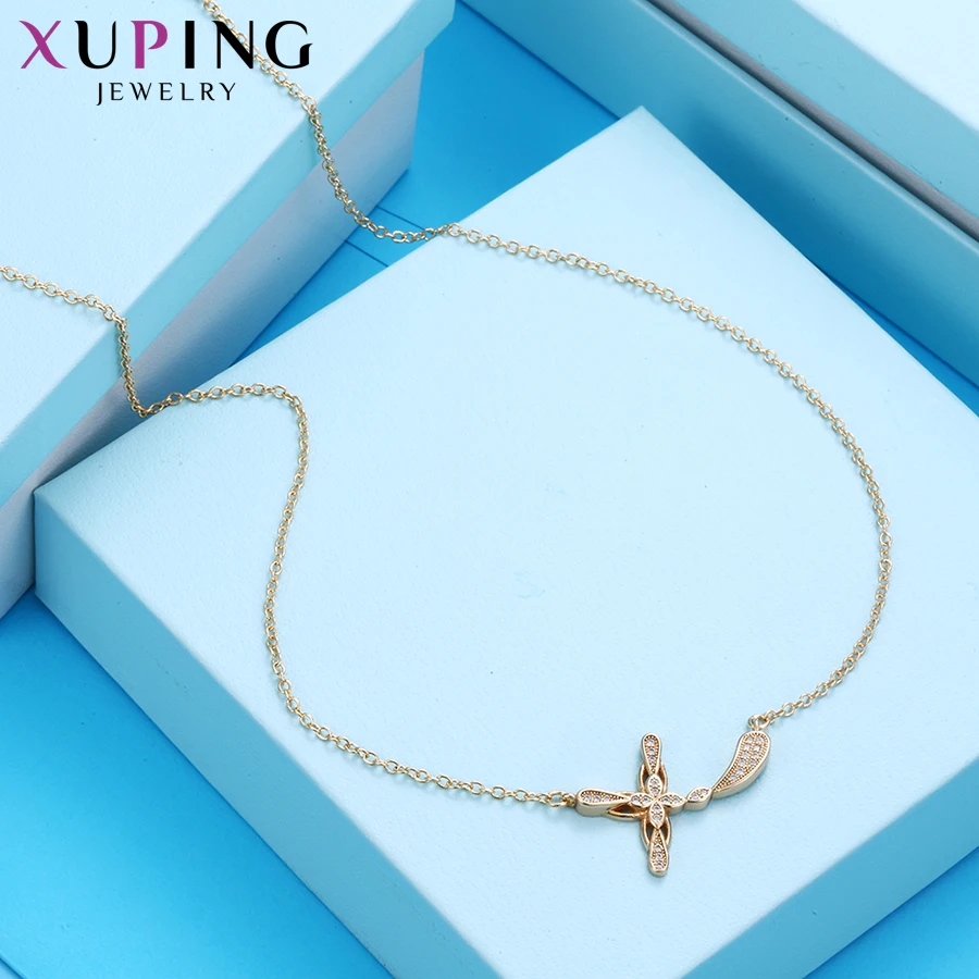 Xuping Новое поступление Модный позолоченный крест с узором ожерелье кулон для