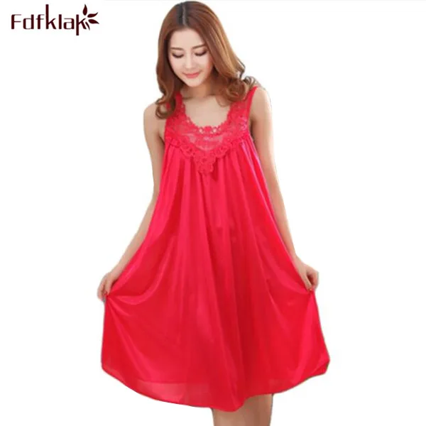 

Women Nightgowns Silk Sleepwear Dress Summer Casual Sleepshirts Nightgown Female Nightdress Home Clothes Night Shirts E0042